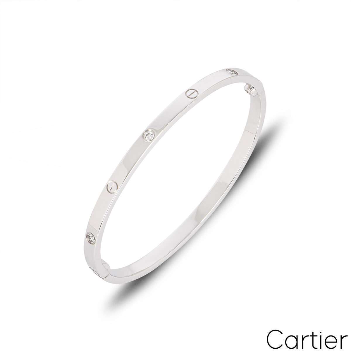 Cartier White Gold 6 Diamond SM Love Bracelet Size 17 B6047717